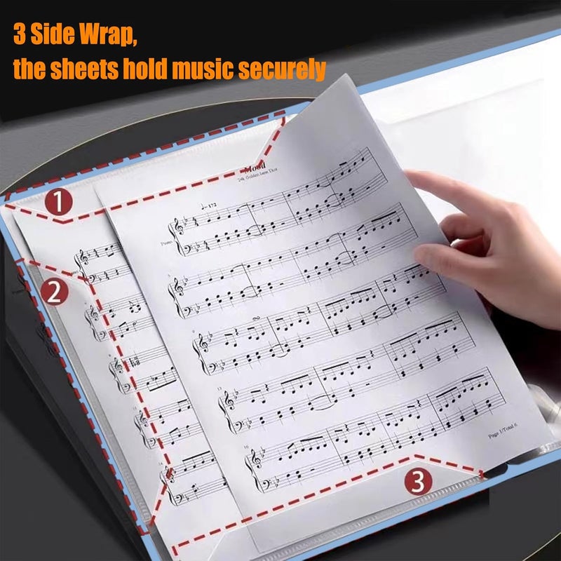 MUDOR Sheet Music Folder, 60 Pockets Fits Letter Size 8.5X 11 Inches, Allow Annotations, Eliminate Glare, Spiral Sheet Music Storage Holder Binder Organizer, Blue - Image 2
